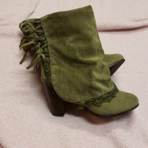 Greenish colored booties